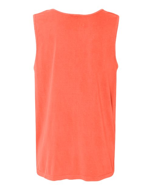 Unisex Garment-Dyed Heavyweight Tank Top - Neon Red Orange Back
