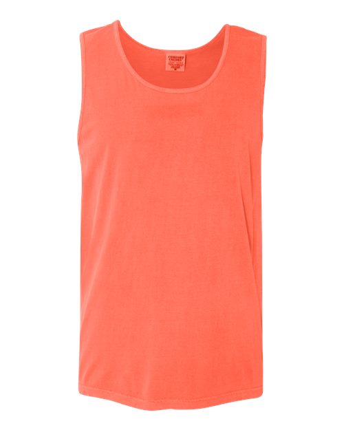 Unisex Garment-Dyed Heavyweight Tank Top - Neon Red Orange Front