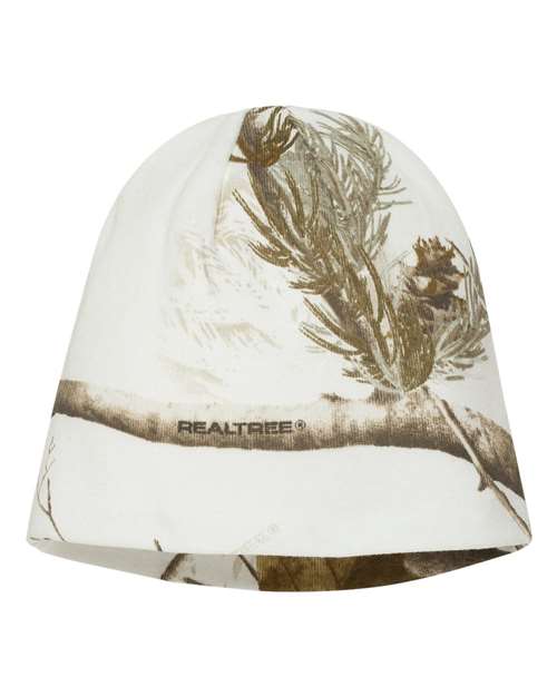8" Licensed Camo Beanie - White Realtree AP Back
