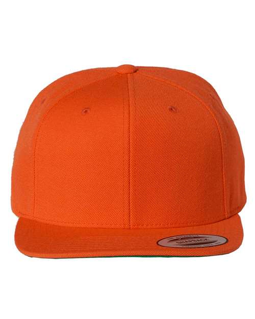 Premium Flat Bill Snapback Cap - Orange Front