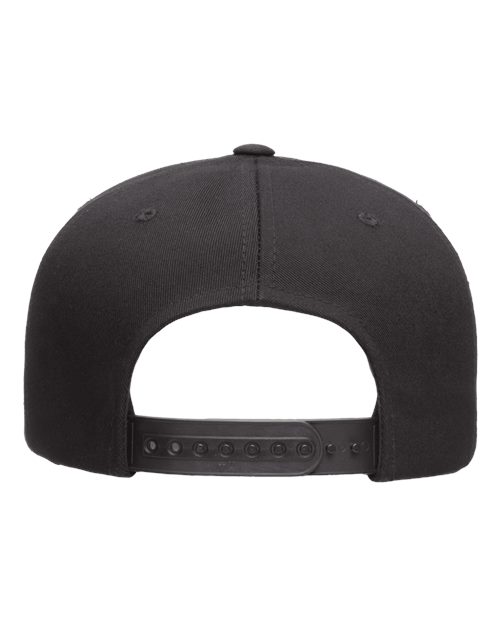 Five-Panel Cotton Twill Snapback Cap - Black Back