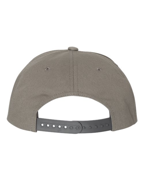 Five-Panel Cotton Twill Snapback Cap - Grey Back