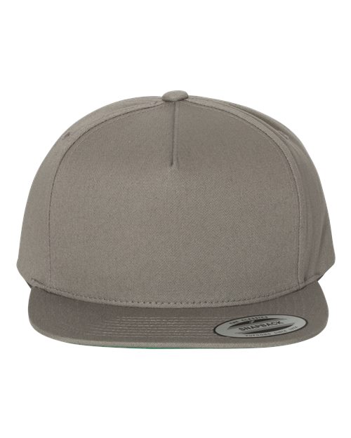 Five-Panel Cotton Twill Snapback Cap - Grey Front
