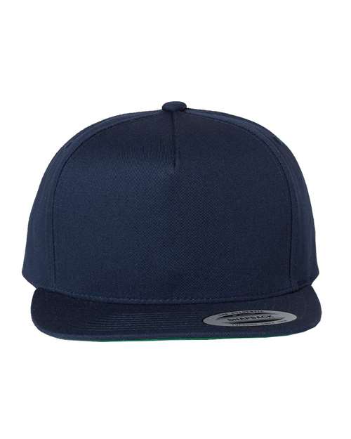 Five-Panel Cotton Twill Snapback Cap - Navy Front