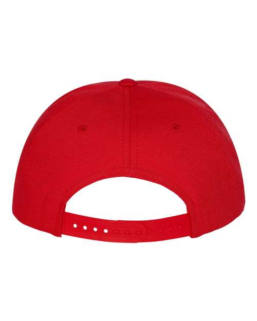 Five-Panel Cotton Twill Snapback Cap - Red Back