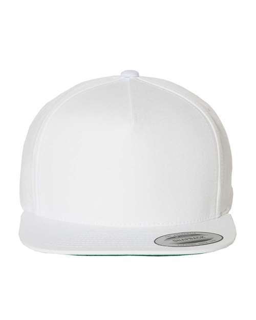 Five-Panel Cotton Twill Snapback Cap - White Front