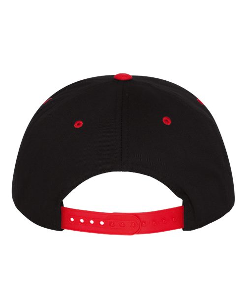 Five-Panel Cotton Twill Snapback Cap - Black/ Red Back