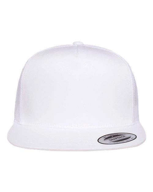 Classic Five-Panel Trucker Cap - White Front