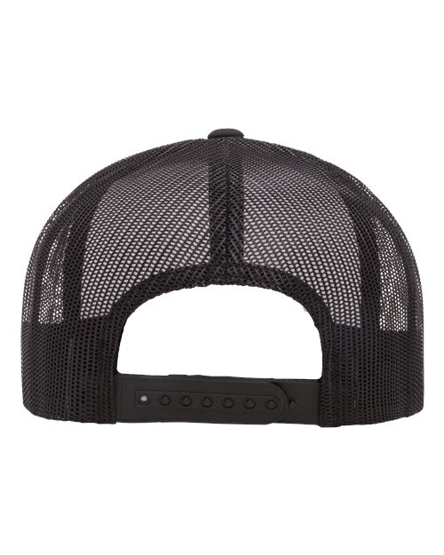 Classic Five-Panel Trucker Cap - Black/ White/ Black Back