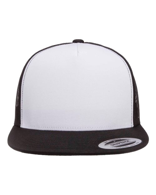 Classic Five-Panel Trucker Cap - Black/ White/ Black Front