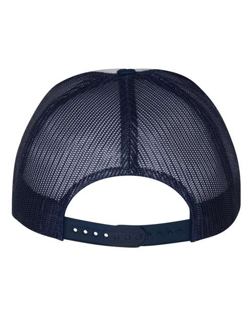 Classic Five-Panel Trucker Cap - Navy/ White/ Navy Back