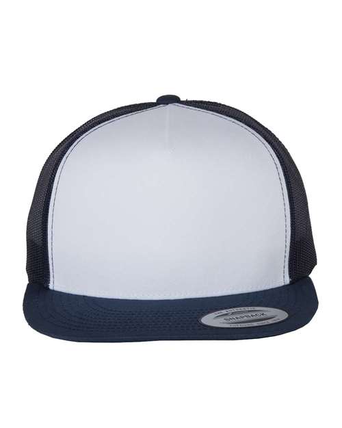 Classic Five-Panel Trucker Cap - Navy/ White/ Navy Front
