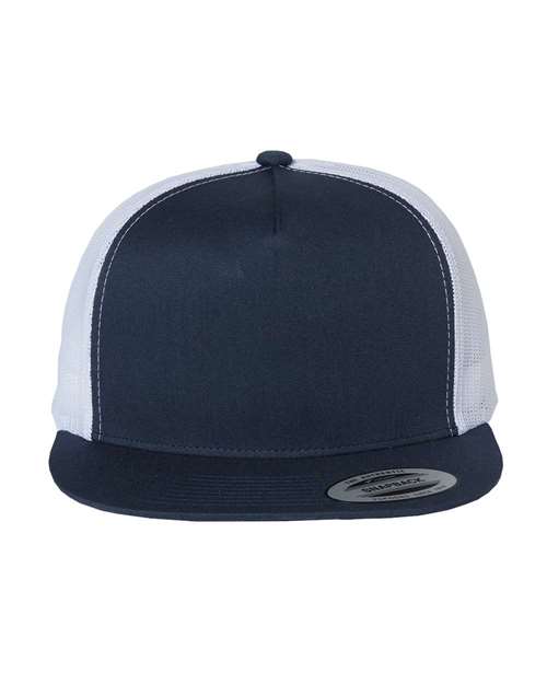 Classic Five-Panel Trucker Cap - Navy/ White Front