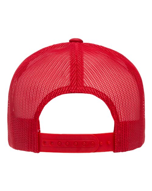 Classic Five-Panel Trucker Cap - Red/ White/ Red Back