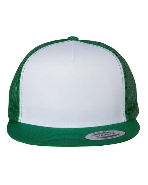 Classic Five-Panel Trucker Cap - Kelly/ White/ Kelly Front