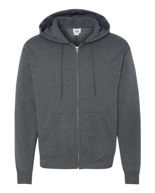 Unisex Powerblend® Full-Zip Hooded Sweatshirt - Charcoal Heather Front