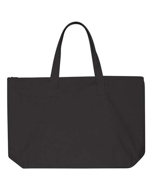 Tote with Top Zippered Closure - Black Back