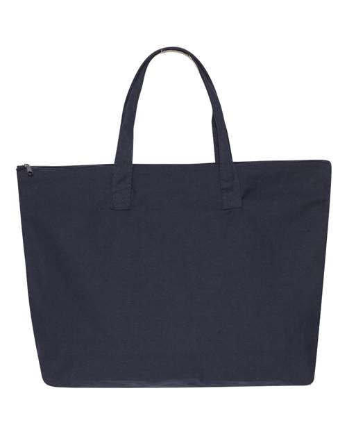 Tote with Top Zippered Closure - Navy Back