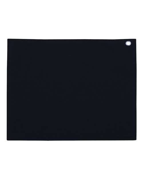 Velour Hemmed Towel with Grommet & Hook - Black Front