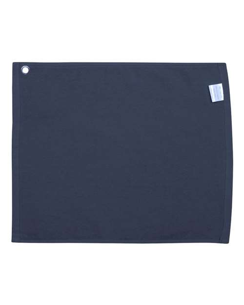 Velour Hemmed Towel with Grommet & Hook - Navy Back