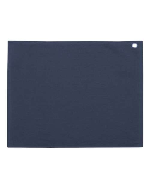 Velour Hemmed Towel with Grommet & Hook - Navy Front