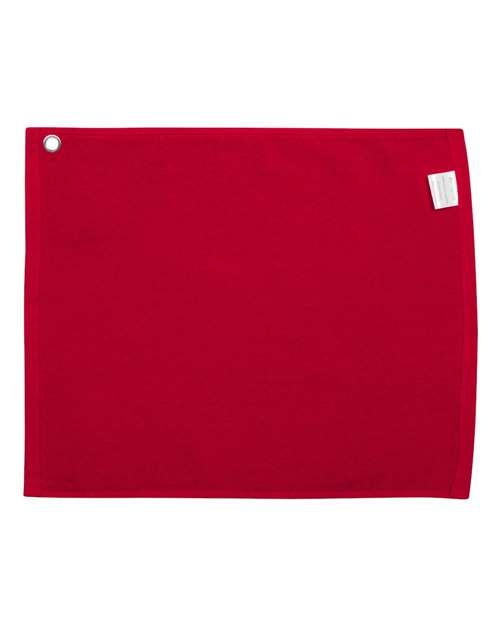 Velour Hemmed Towel with Grommet & Hook - Red Back