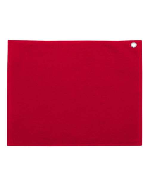 Velour Hemmed Towel with Grommet & Hook - Red Front