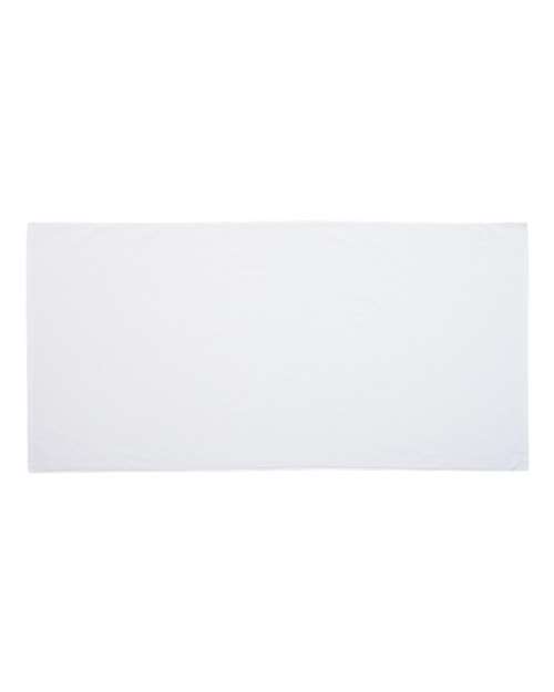 Velour Beach Towel - White Front