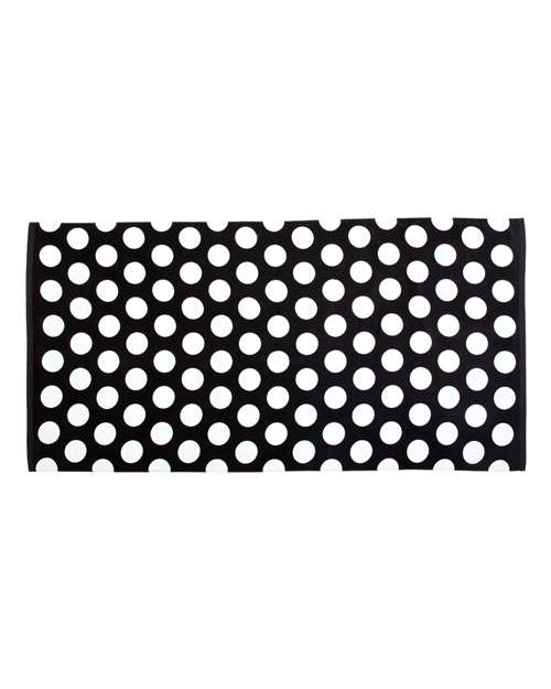 Polka Dot Velour Beach Towel - Black Front