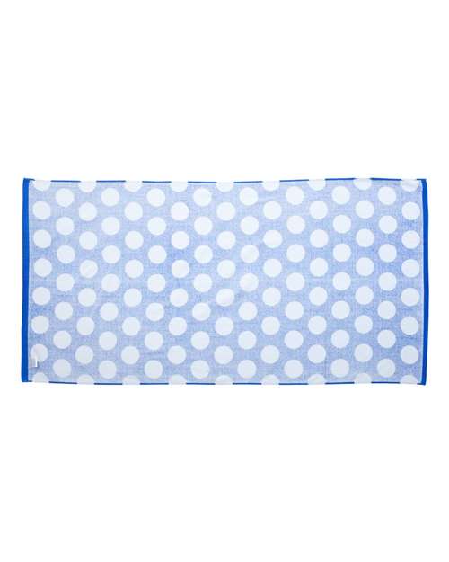 Polka Dot Velour Beach Towel - Royal Back