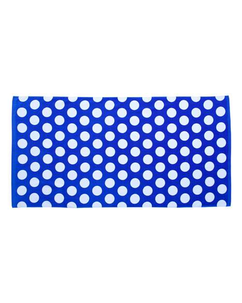 Polka Dot Velour Beach Towel - Royal Front