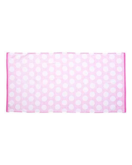 Polka Dot Velour Beach Towel - Hot Pink Back