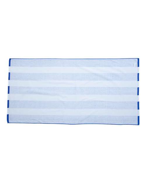 Cabana Stripe Velour Beach Towel - Royal Back