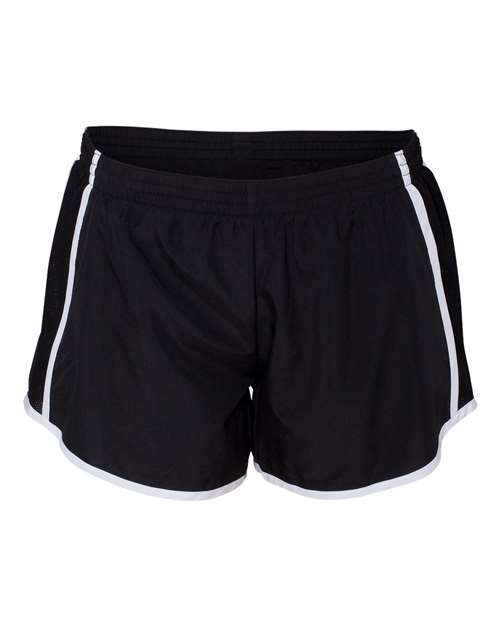 Women's Pulse Team Running Shorts - Black/ Black/ White Front
