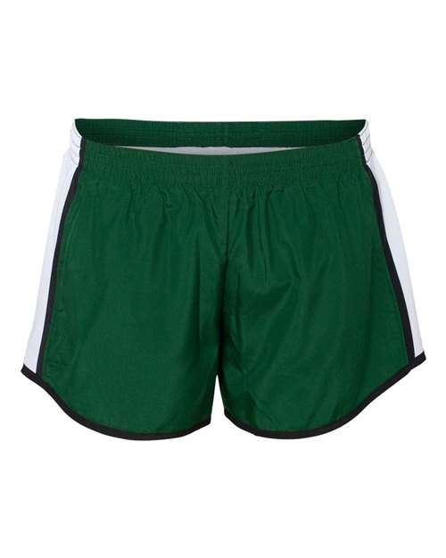 Women's Pulse Team Running Shorts - Dark Green/ White/ Black Front