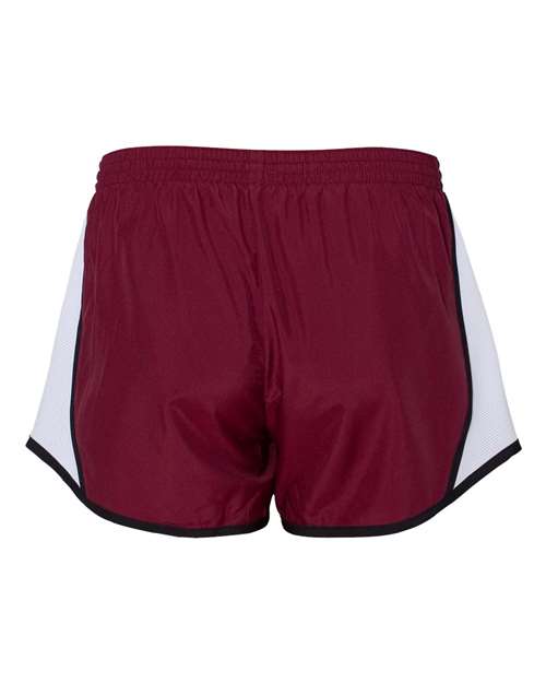 Women's Pulse Team Running Shorts - Maroon/ White/ Black Back