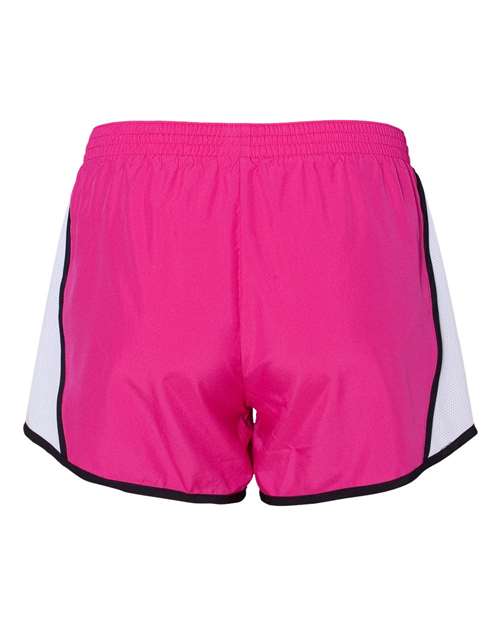 Women's Pulse Team Running Shorts - Power Pink/ White/ Black Back