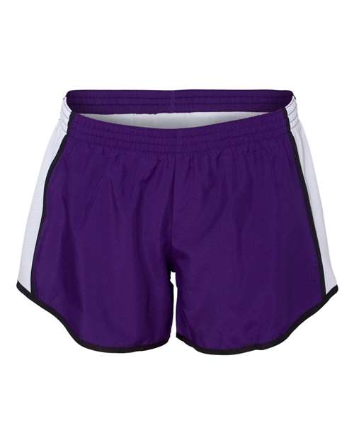 Women's Pulse Team Running Shorts - Purple/ White/ Black Front