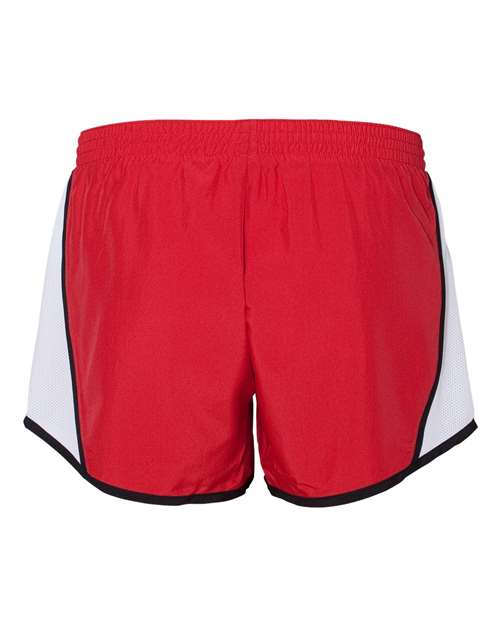 Women's Pulse Team Running Shorts - Red/ White/ Black Back