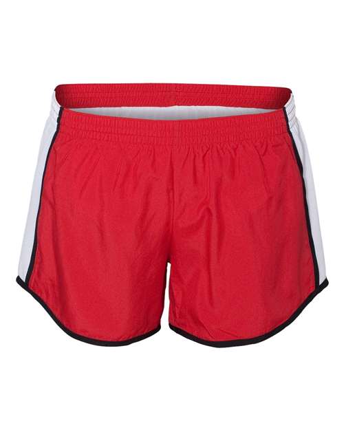 Women's Pulse Team Running Shorts - Red/ White/ Black Front