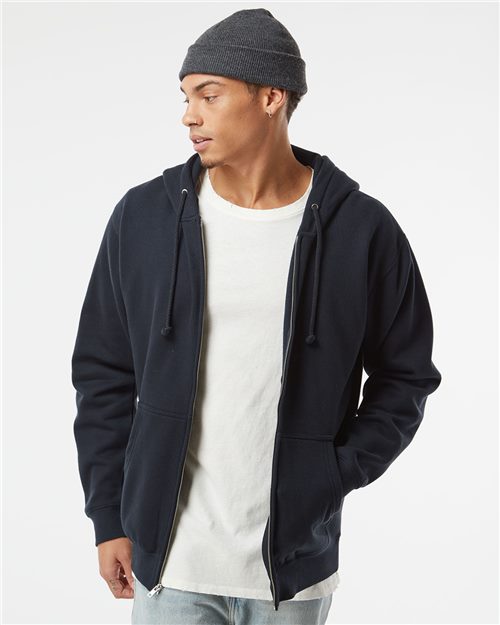 Unisex Heavyweight Full-Zip Hooded Sweatshirt - Storm Blue Front