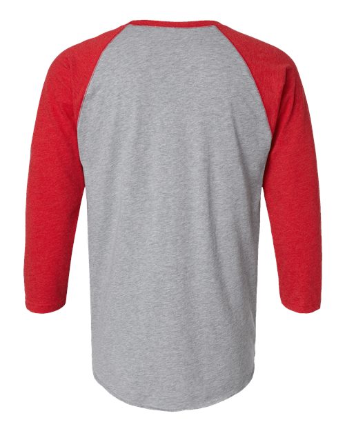 Men's Baseball Fine Jersey Three-Quarter Sleeve Tee - Vintage Heather/ Vintage Red Back