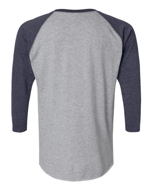 Men's Baseball Fine Jersey Three-Quarter Sleeve Tee - Vintage Heather/ Vintage Navy Back