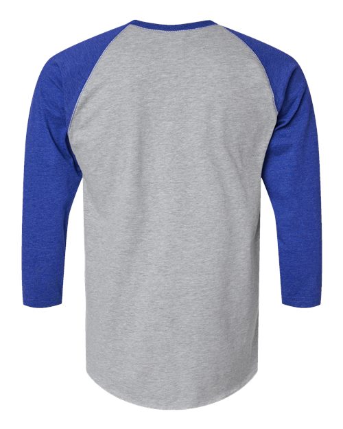Men's Baseball Fine Jersey Three-Quarter Sleeve Tee - Vintage Heather/ Vintage Royal Back
