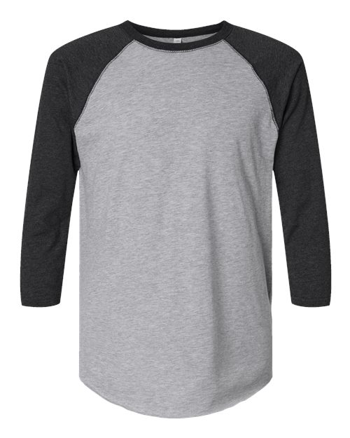 Men's Baseball Fine Jersey Three-Quarter Sleeve Tee - Vintage Heather/ Vintage Smoke Front
