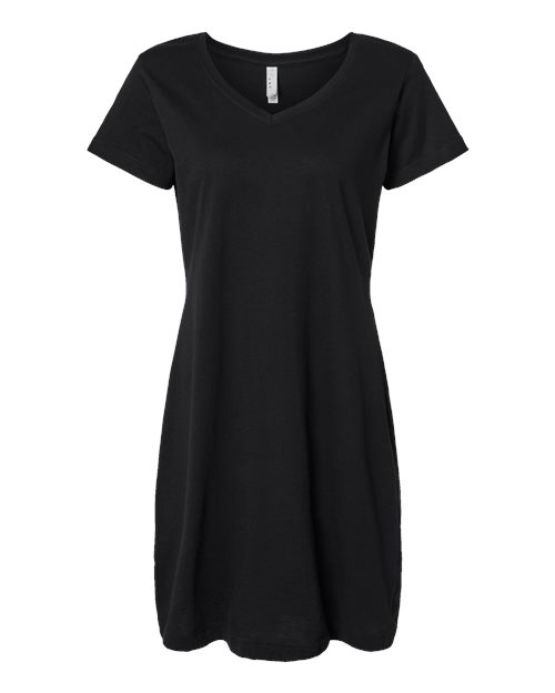 Women's Fine Jersey V-Neck Coverup - Black Front