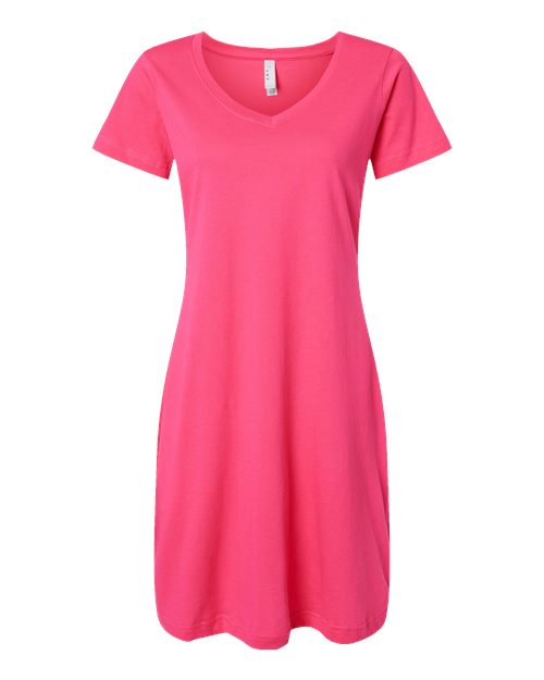 Women's Fine Jersey V-Neck Coverup - Hot Pink Front