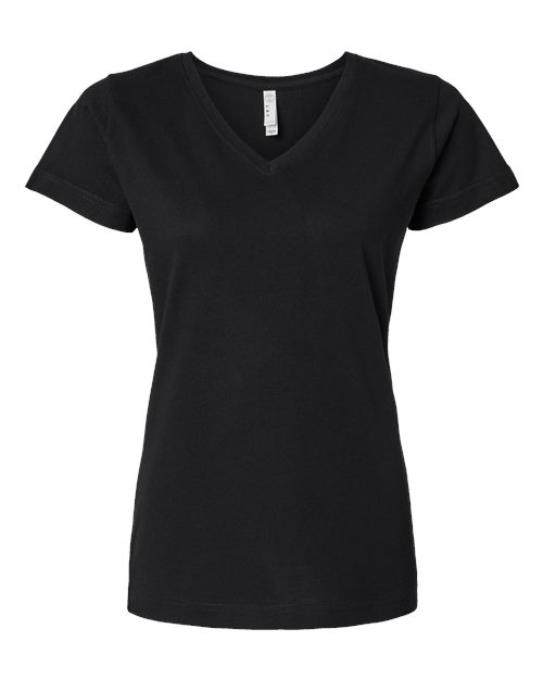 Women's Fine Jersey V-Neck Tee - Black Front