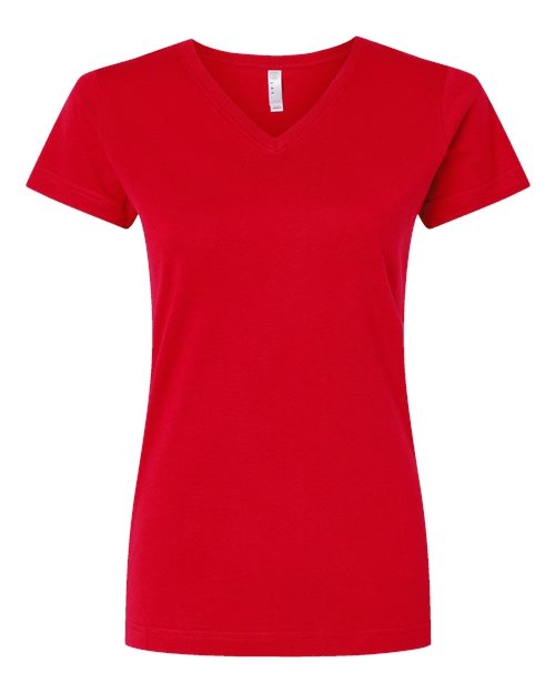 Women's Fine Jersey V-Neck Tee - Red Front