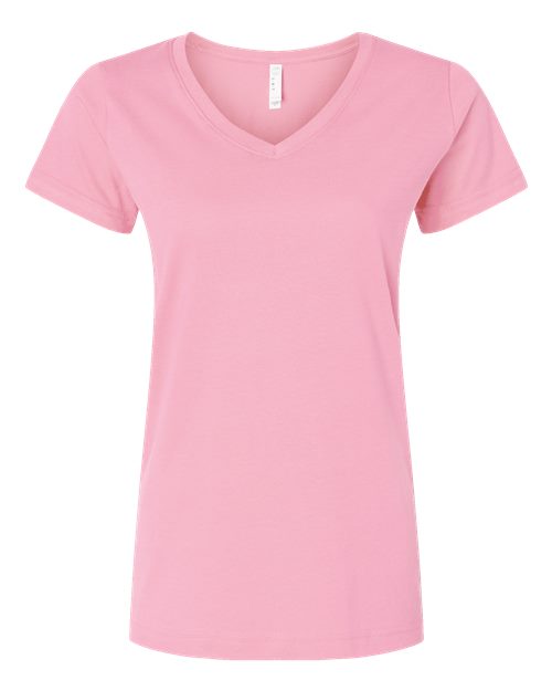 Women's Fine Jersey V-Neck Tee - Pink Front